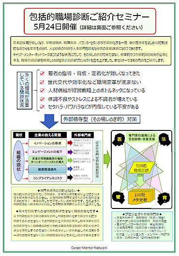 専門家連携による「包括的職場診断」ご紹介セミナー（5月24日・東京）